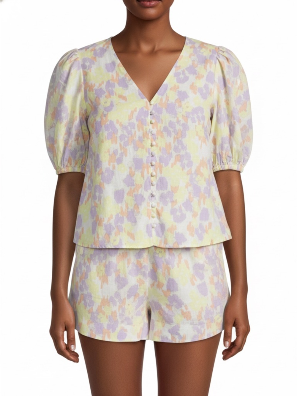 🌸 Sabo Skirt "Zali" Floral Linen Set: Top & Shorts 🌸